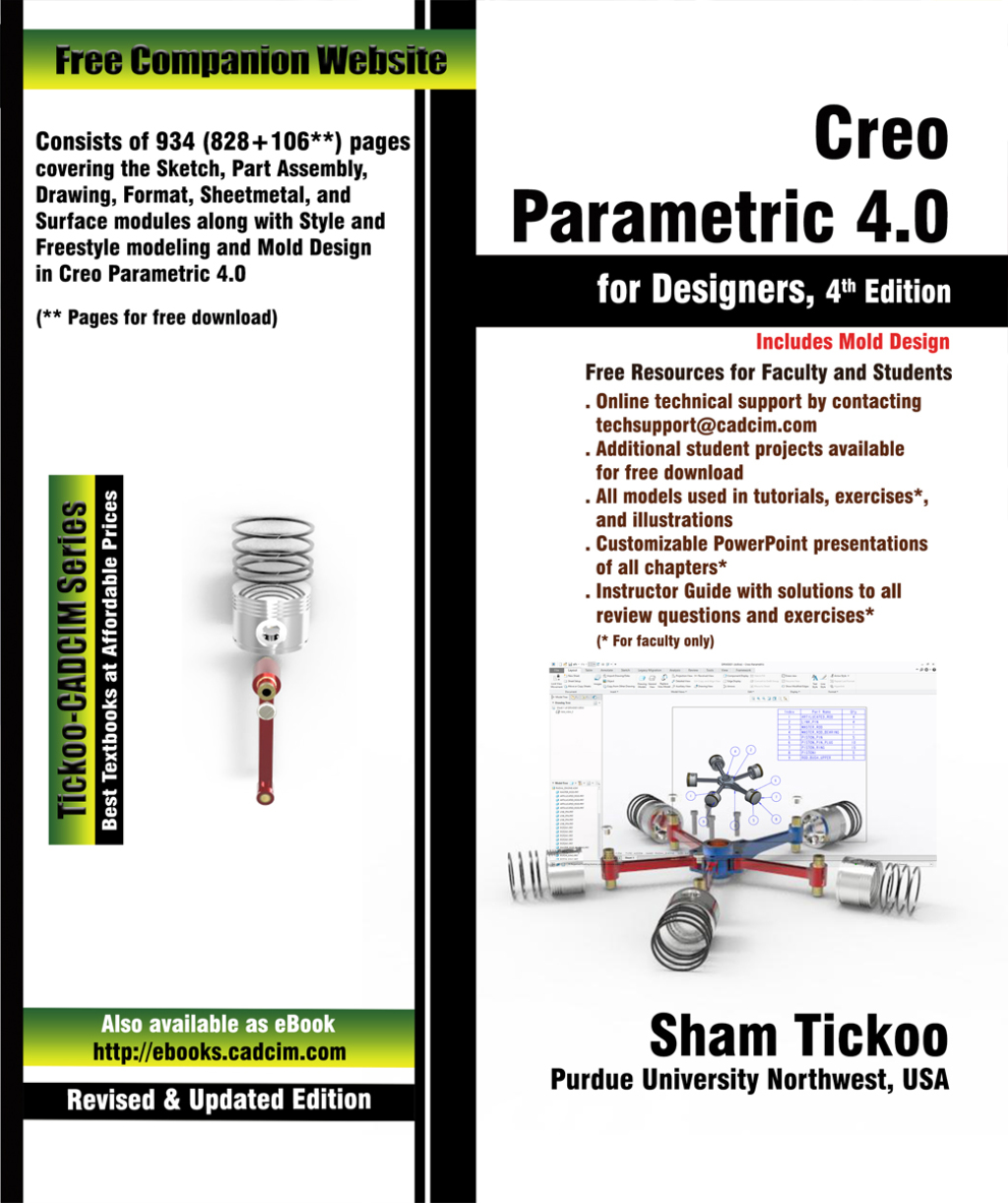 9781942689799.jpg Creo Parametric 4.0 for Designers 4th Edition - Image 1